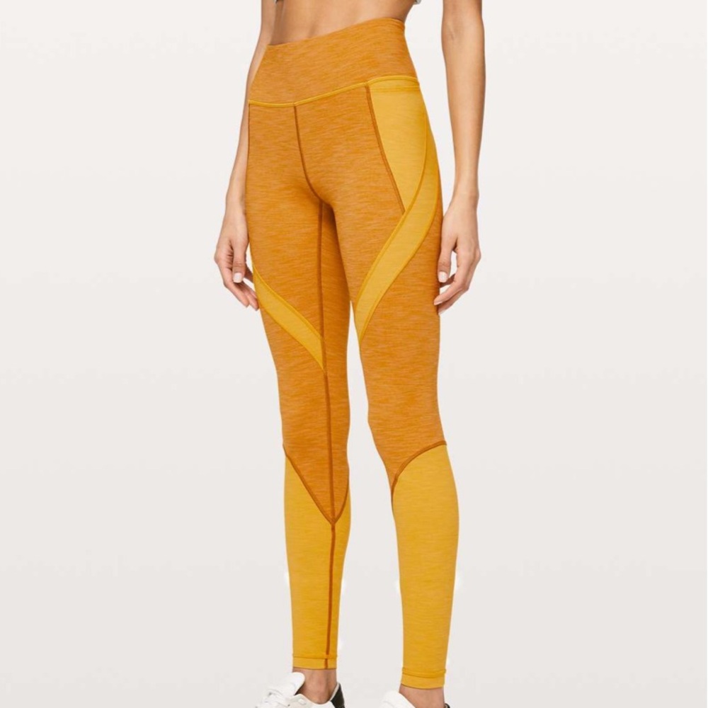 Lululemon Early Extension High-Rise Tight - Heathered Fools Gold/Honey Lemon